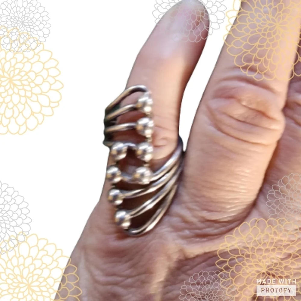 Vintage Creeping Modernist sterling ring 5